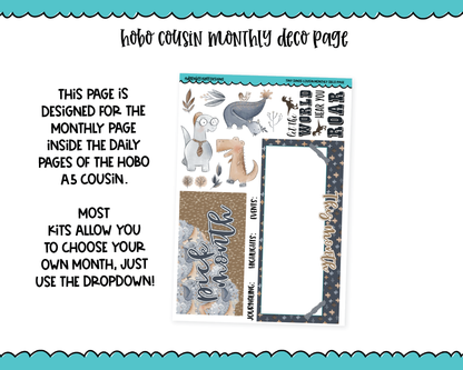 Hobonichi Cousin Monthly Pick Your Month Tiny Dinos Themed Planner Sticker Kit for Hobo Cousin or Similar Planners