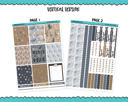 Vertical Tiny Dinos Themed Planner Sticker Kit for Vertical Standard Size Planners or Inserts