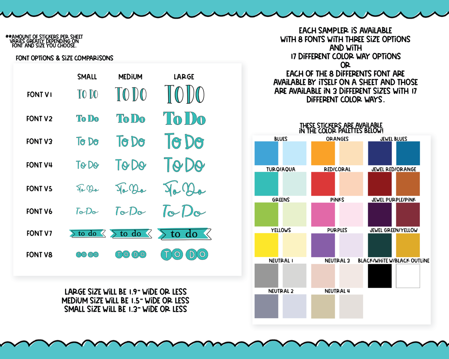 Rainbow or Black To Do Reminder Stickers - 8 Fonts -  Planner Stickers for any Planner or Insert