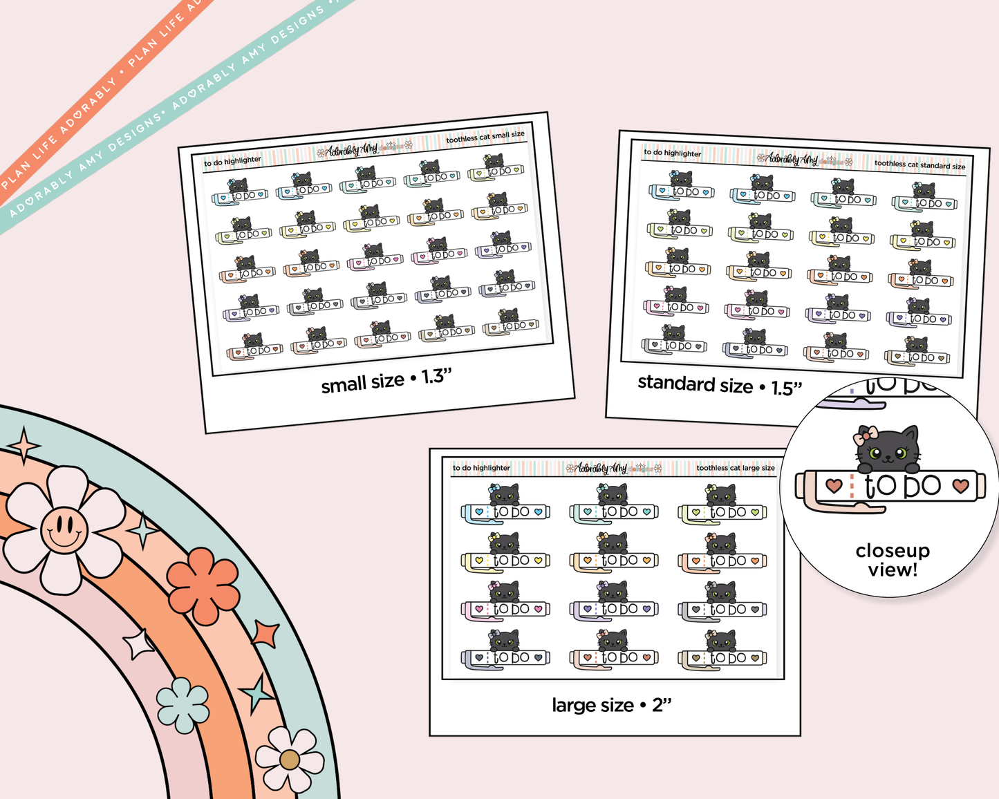 Toothless Cat To Do Highlight Decoration Character Planner Stickers - 3 Sizes Available