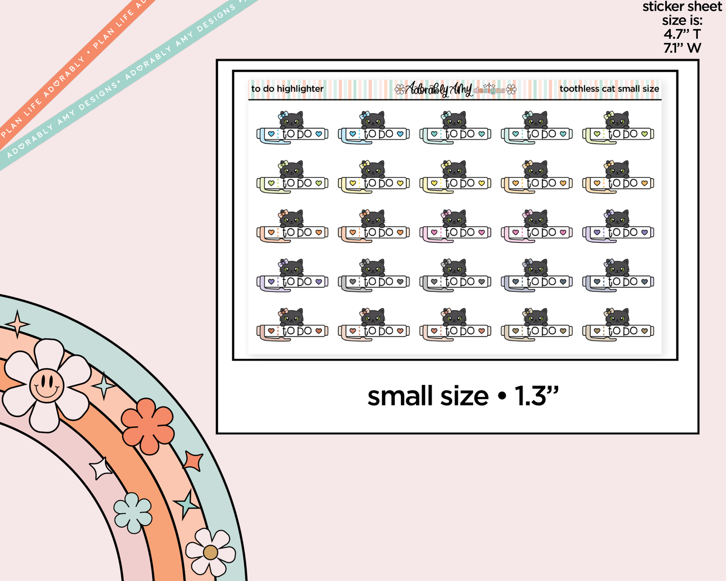 Toothless Cat To Do Highlight Decoration Character Planner Stickers - 3 Sizes Available