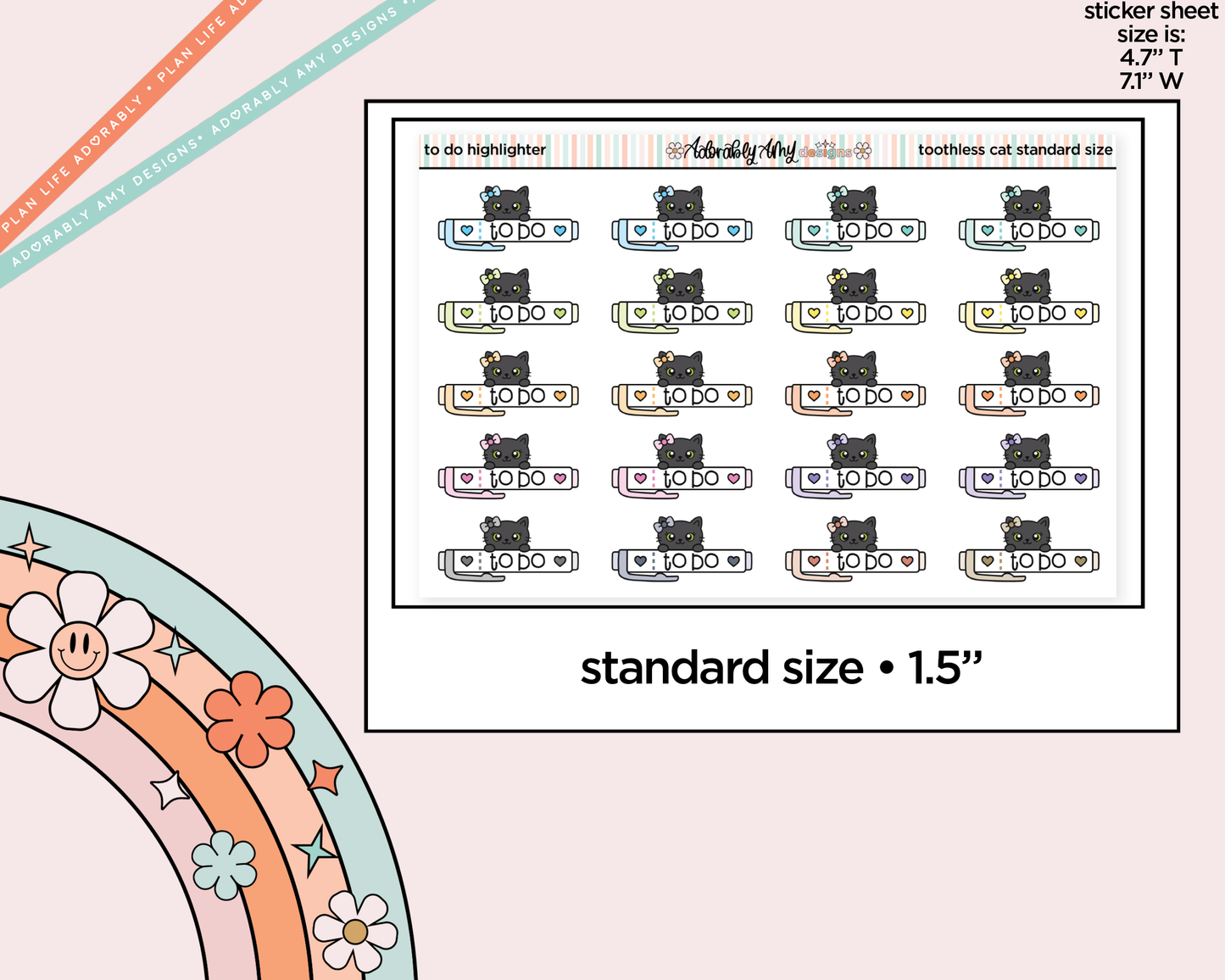 Toothless Cat To Do Highlight Decoration Character Planner Stickers - 3 Sizes Available