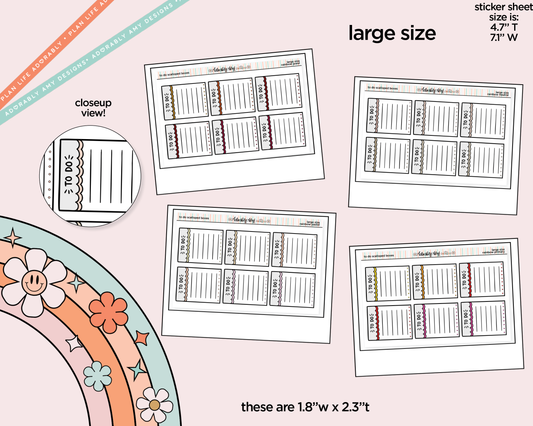 Rainbow Doodled To Do Scallop Boxes Large/Jumbo Size Planner Stickers