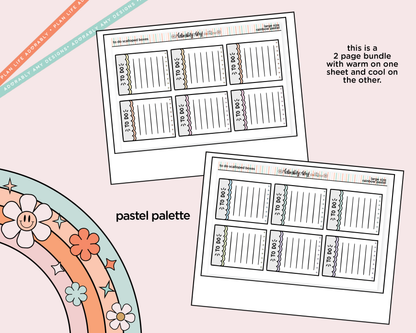 Rainbow Doodled To Do Scallop Boxes Large/Jumbo Size Planner Stickers