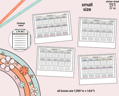 Rainbow Doodled To Do Scalloped Boxes Small Size Planner Stickers