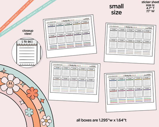 Rainbow Doodled To Do Scalloped Boxes Small Size Planner Stickers