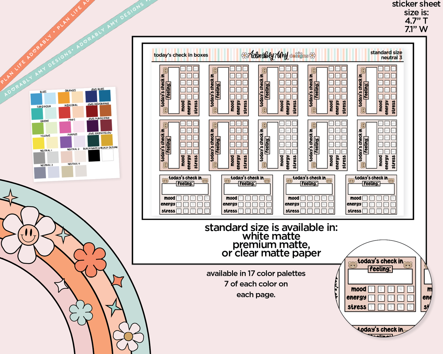 Rainbow Today's Check In Stickers for any Standard Size Planner or Insert