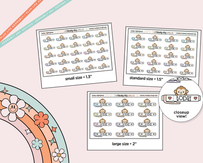 Monty the Monkey Today Highlighters Decoration Character Planner Stickers - 3 Sizes Available