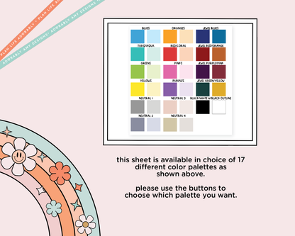 Rainbow Hobo Cousin Today I Feel: V1 Mood Tracker Boxes Planner Stickers for Hobonichi Cousin Size Planners