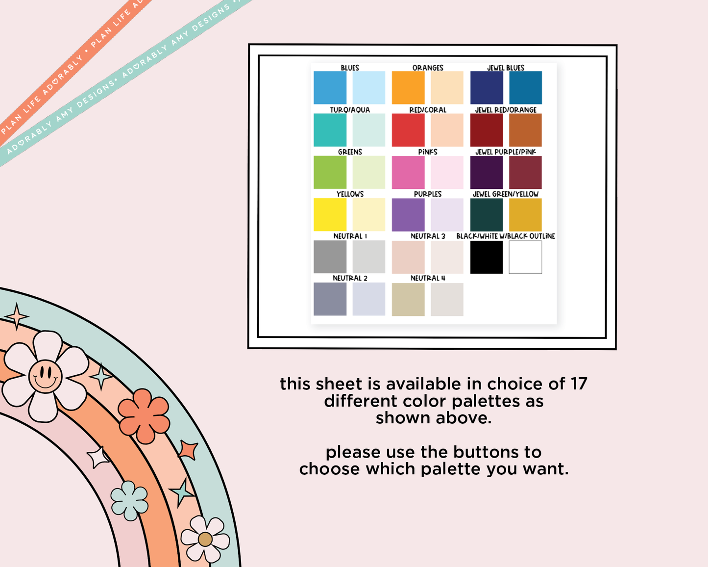 Rainbow Hobo Cousin Today I Feel: V9 Mood Tracker Boxes Planner Stickers for Hobonichi Cousin Size Planners