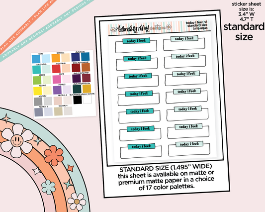 Rainbow Standard Today I Feel: V1 Mood Tracker Boxes Planner Stickers for any size Planners or Inserts