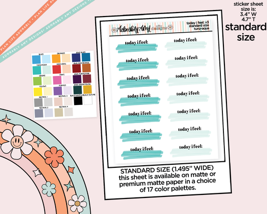 Rainbow Standard Today I Feel: V3 Mood Tracker Boxes Planner Stickers for any size Planners or Inserts