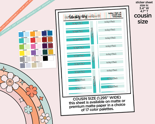 Rainbow Hobo Cousin Today I Feel: V5 Mood Tracker Boxes Planner Stickers for Hobonichi Cousin Size Planners