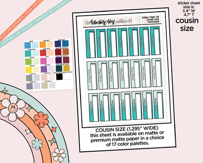 Rainbow Hobo Cousin Today I Feel: V8 Mood Tracker Boxes Planner Stickers for Hobonichi Cousin Size Planners