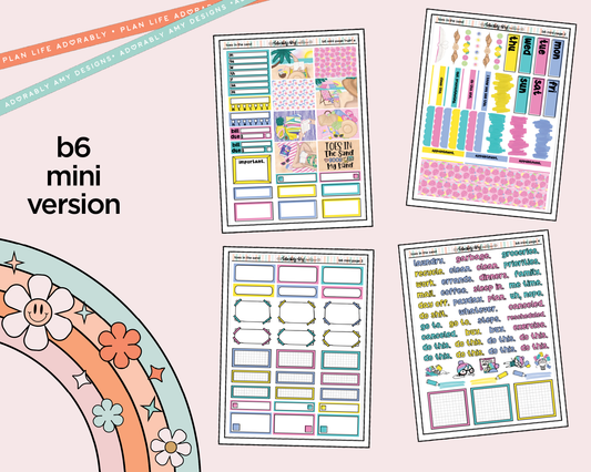Mini B6 Toes in the Sand Book in My Hand Planner Sticker Kit sized for ANY Vertical Insert