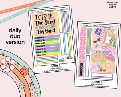 Daily Duo Toes in the Sand Book in My Hand Weekly Planner Sticker Kit for Daily Duo Planner