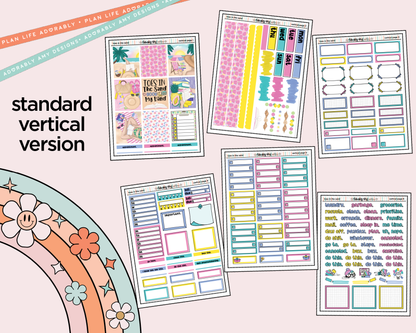 Vertical Toes in the Sand Book in My Hand Weekly Sticker Kit for Vertical Standard Size Planners or Insert