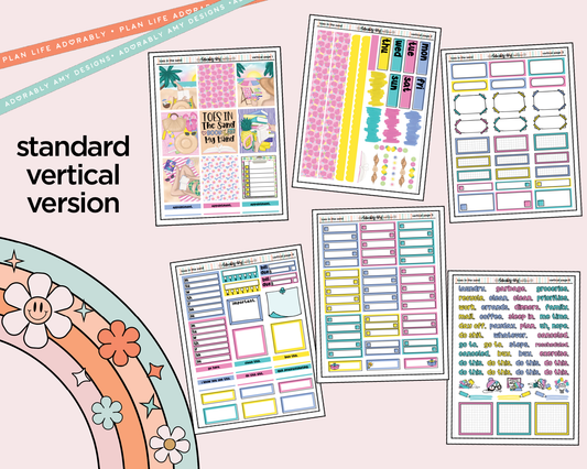 Vertical Toes in the Sand Book in My Hand Weekly Sticker Kit for Vertical Standard Size Planners or Insert
