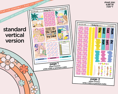 Vertical Toes in the Sand Book in My Hand Weekly Sticker Kit for Vertical Standard Size Planners or Insert