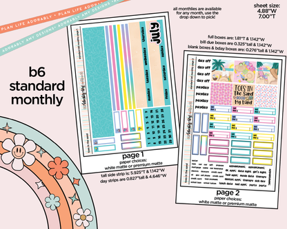 Standard B6 Monthly Pick Your Month Toes in the Sand Book in My Hand Planner Sticker Kit for some B6 Planners