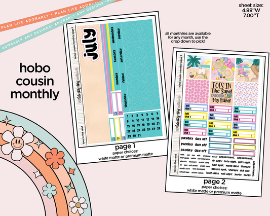 Hobonichi Cousin Monthly Pick Your Month Toes in the Sand Book in My Hand Planner Sticker Kit for Hobo Cousin or Similar Planners