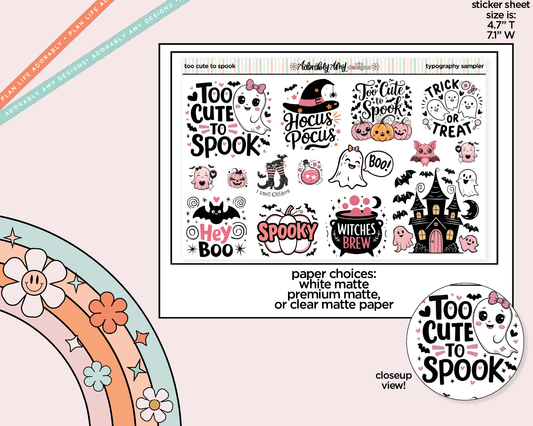 Too Cute to Spook Deco Typography Sampler Planner Stickers