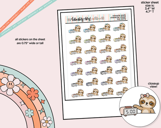 Snoozie Sloth Too Early Decoration Character Planner Stickers