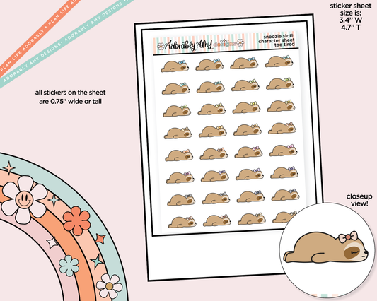 Snoozie Sloth Too Tired Decoration Character Planner Stickers