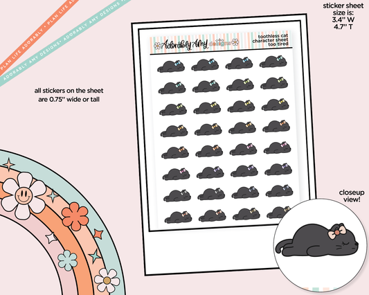 Toothless Cat Too Tired Decoration Character Planner Stickers