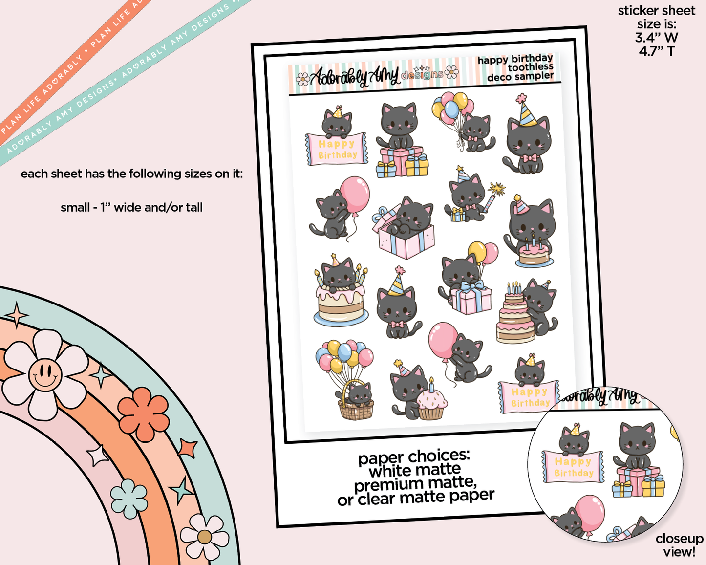 Toothless Has a Birthday Deco Samplers in 3 Sizes Decorative Planner Stickers