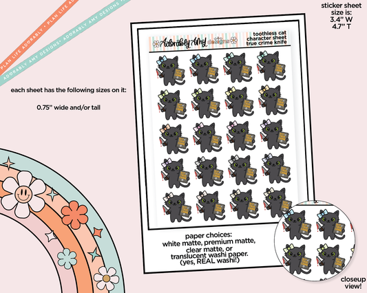 Toothless Cat Knife True Crime Decoration Planner Stickers for any Planner or Insert