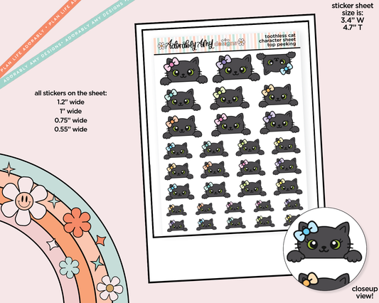 Toothless Cat Top Peeking Decoration Character Planner Stickers - Adorably Amy Designs