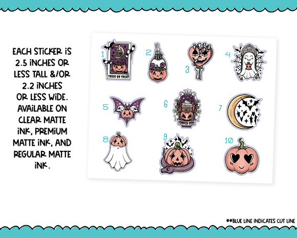 Large Diecut Sticker Flakes - Trick or Treat Pumpkin Planner Stickers for any Planner or Insert