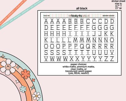 School Trace Alphabet Stickers Deco Typography Sampler Planner Stickers