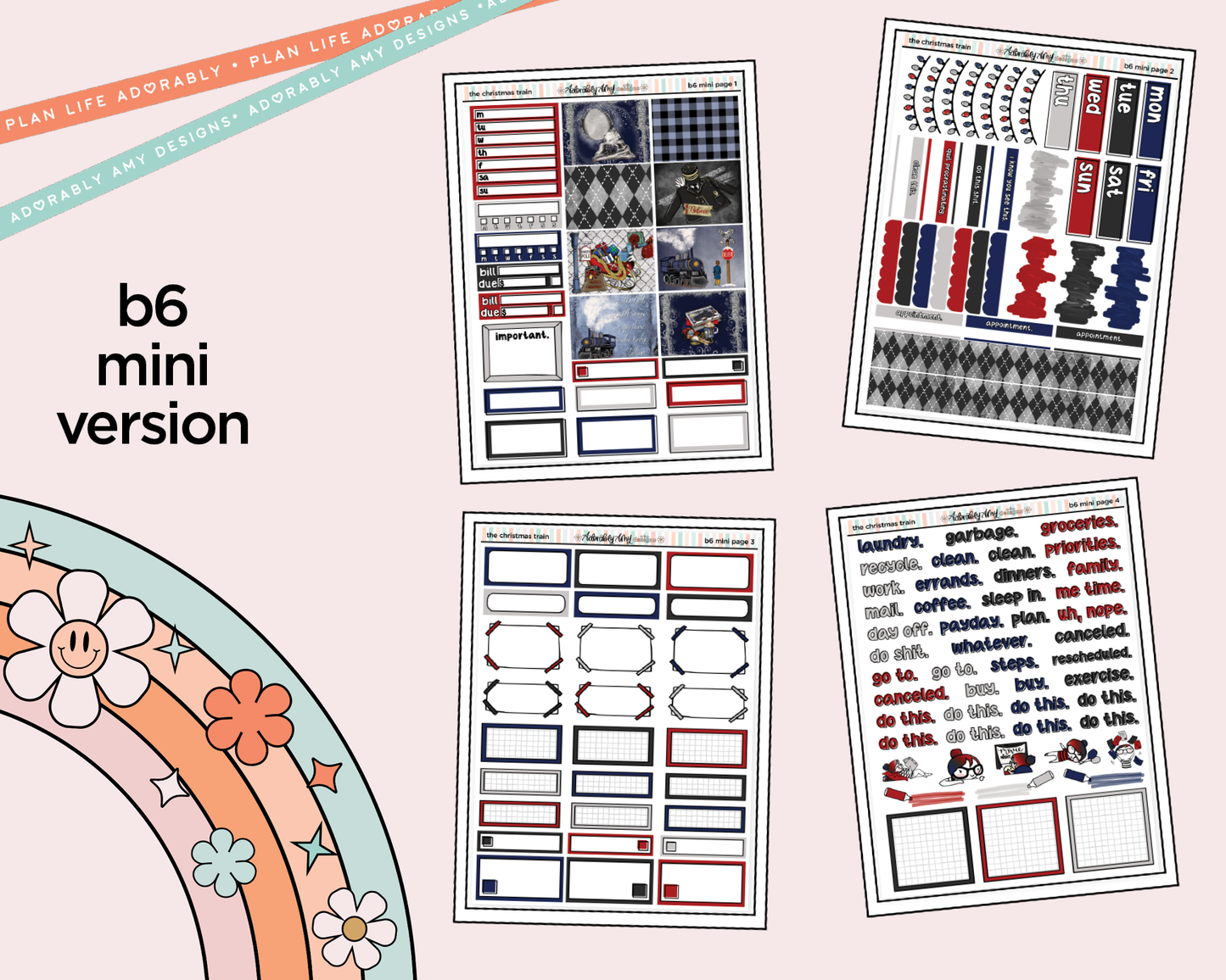 Mini B6 The Christmas Train Sticker Kit sized for ANY Vertical Insert