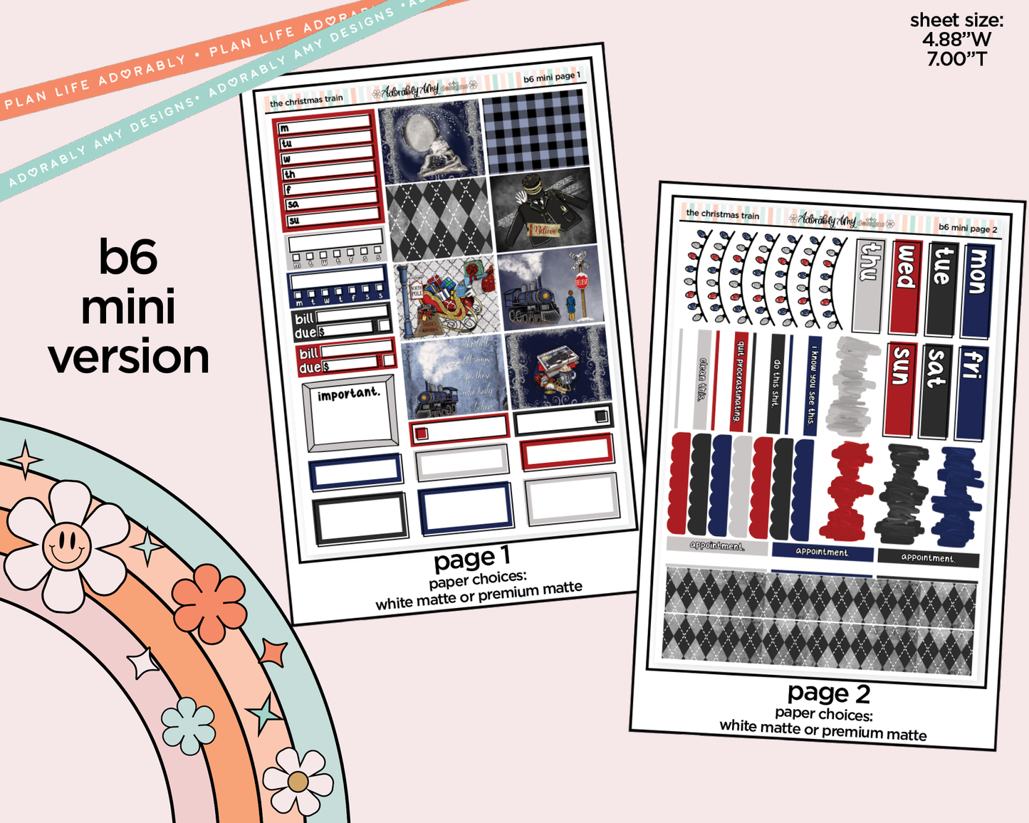 Mini B6 The Christmas Train Sticker Kit sized for ANY Vertical Insert