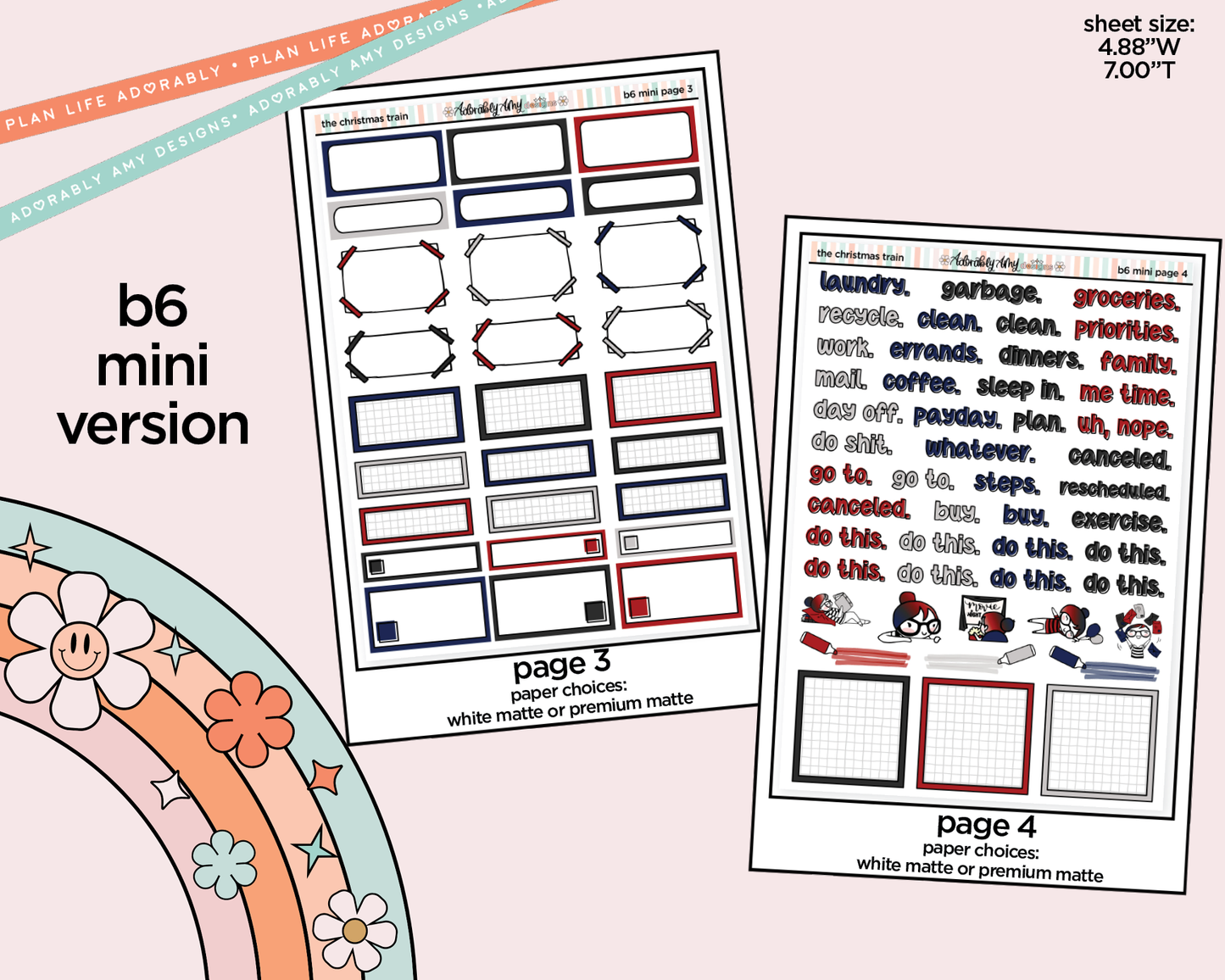 Mini B6 The Christmas Train Sticker Kit sized for ANY Vertical Insert