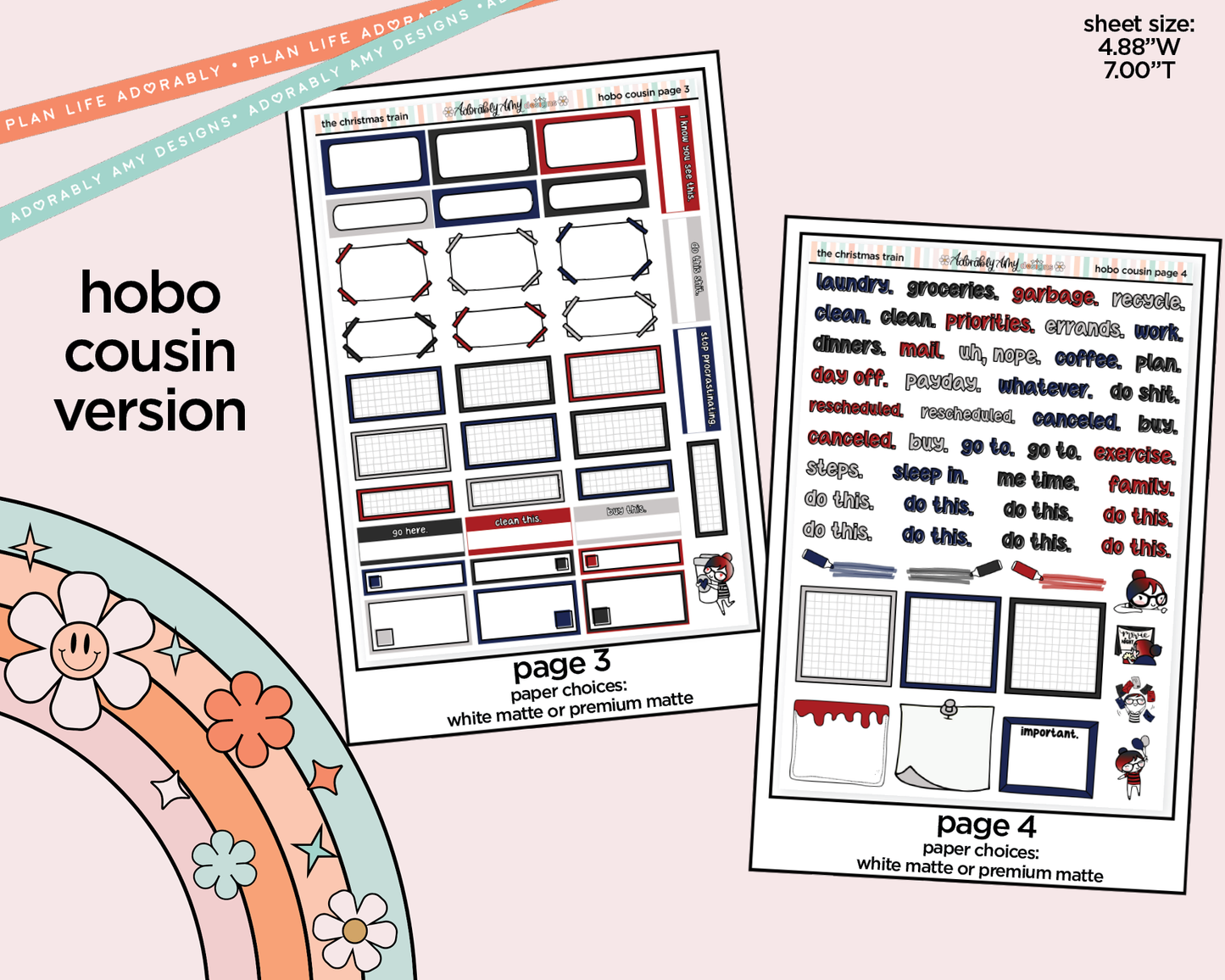 Hobonichi Cousin Weekly The Christmas Train Planner Sticker Kit for Hobo Cousin or Similar Planners