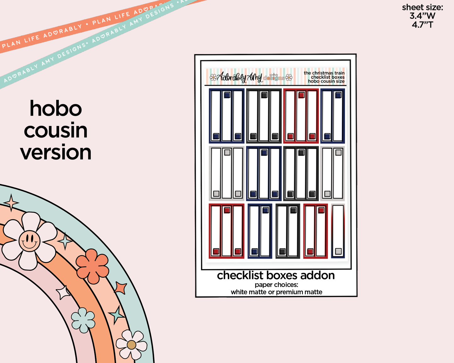 Hobonichi Cousin Weekly The Christmas Train Planner Sticker Kit for Hobo Cousin or Similar Planners
