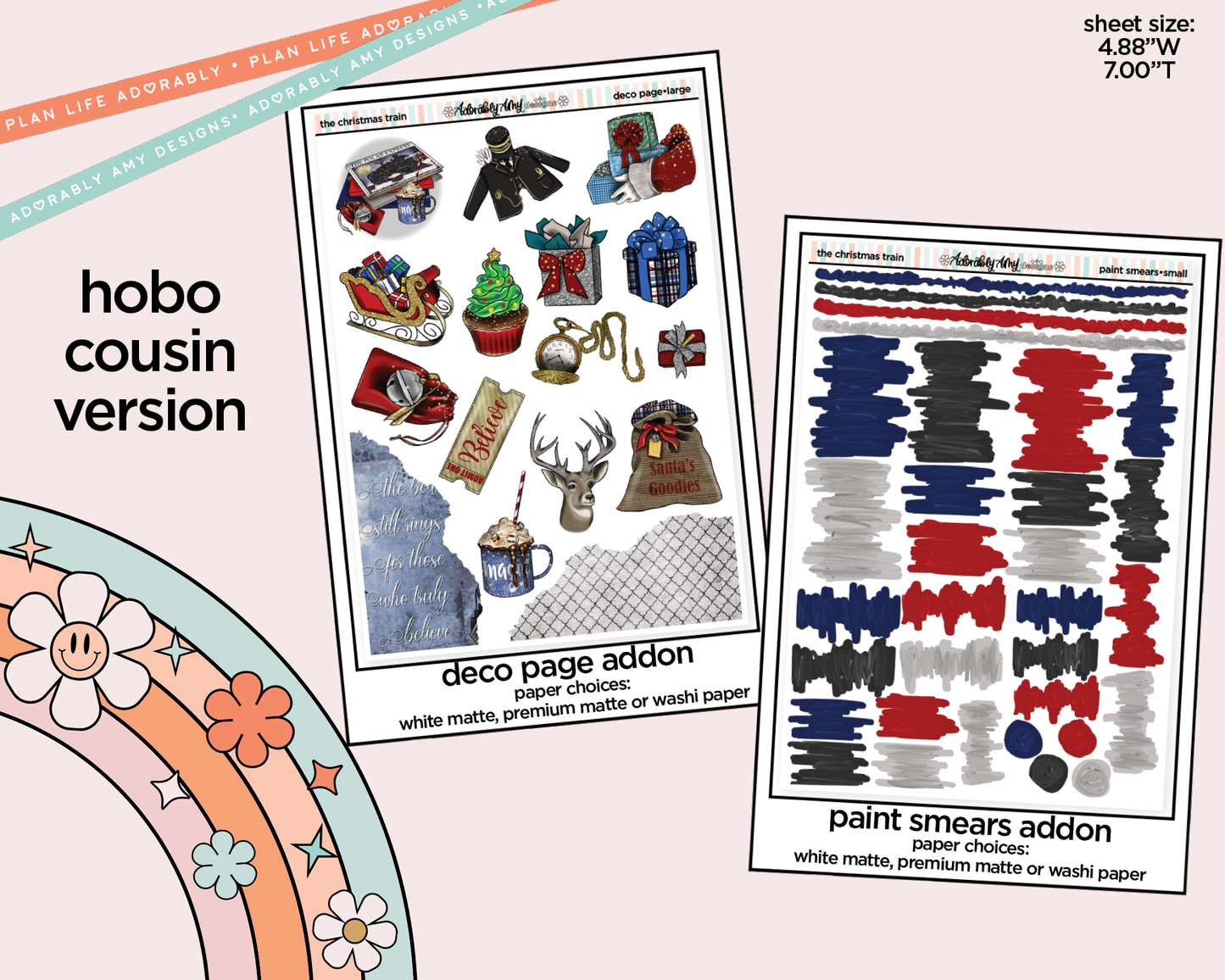 Hobonichi Cousin Weekly The Christmas Train Planner Sticker Kit for Hobo Cousin or Similar Planners