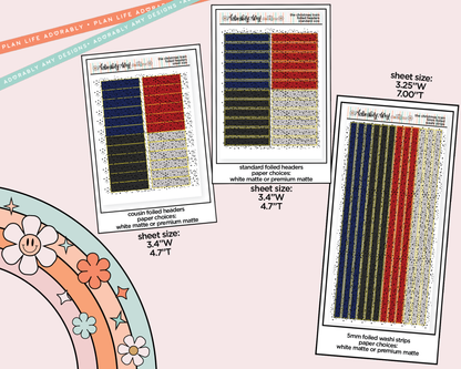 Foiled The Christmas Train Headers or Long Strips Planner Stickers