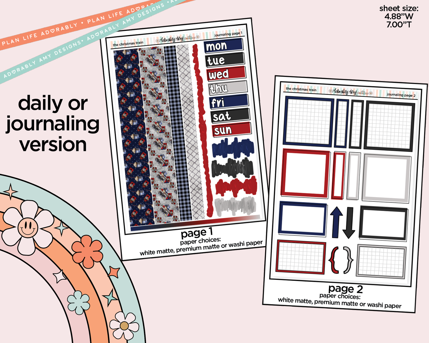 Journaling and Daily Planning The Christmas Train Planner Sticker Kit