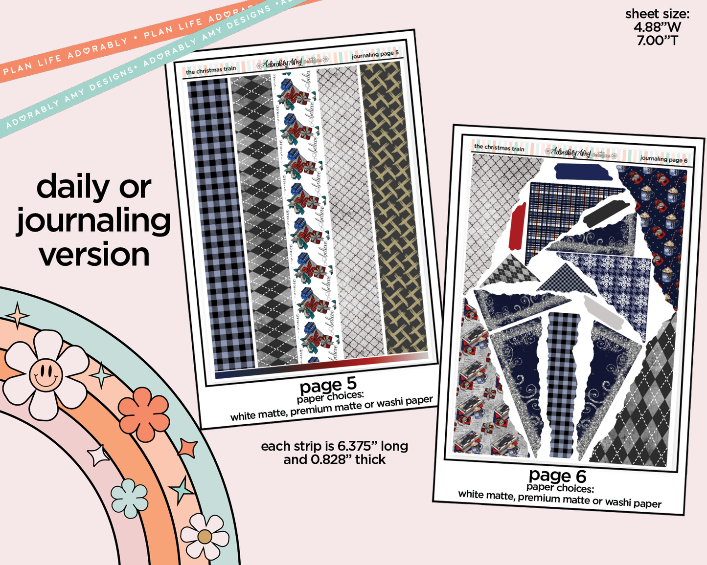 Journaling and Daily Planning The Christmas Train Planner Sticker Kit