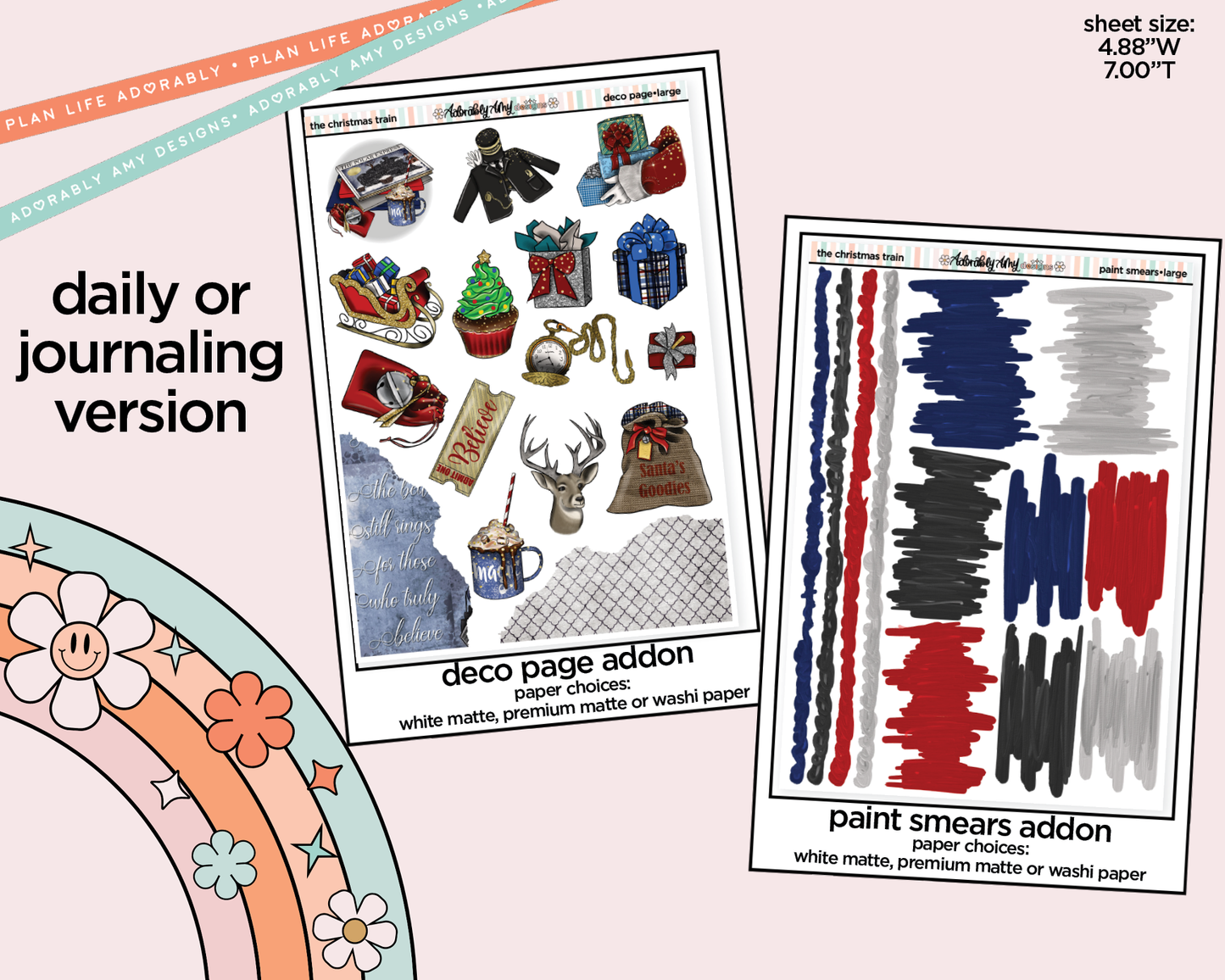 Journaling and Daily Planning The Christmas Train Planner Sticker Kit