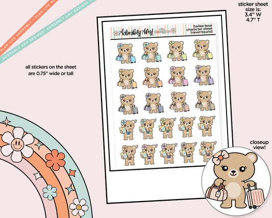 Bailee Bear Travel-Tourist Decoration Character Planner Stickers
