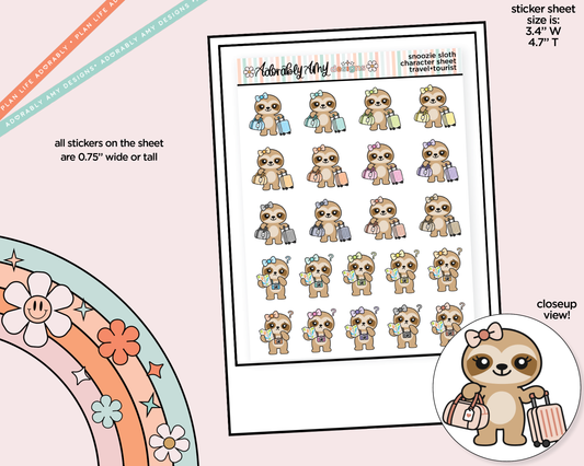 Snoozie Sloth Travel-Tourist Decoration Character Planner Stickers