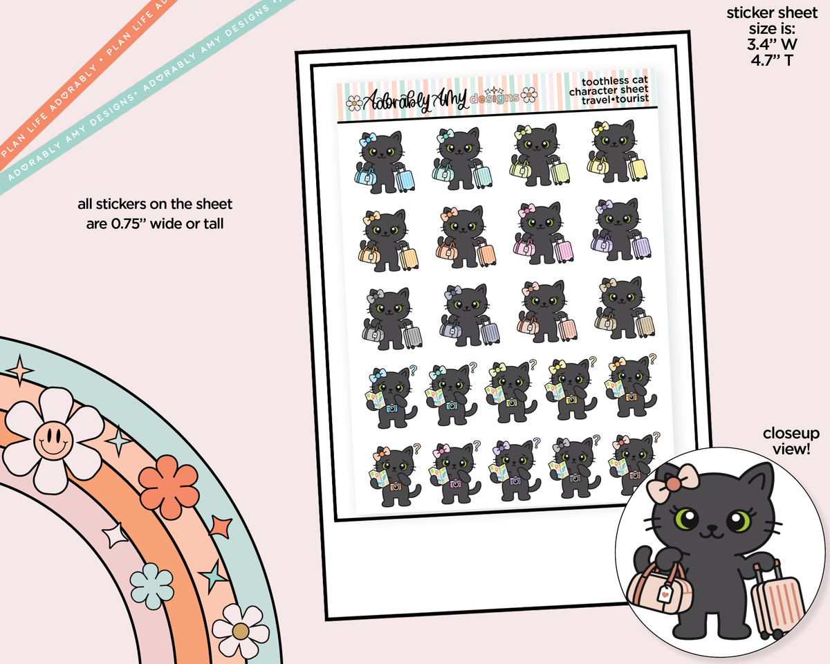 Toothless Cat Travel-Tourist Sampler Decoration Character Planner Stickers