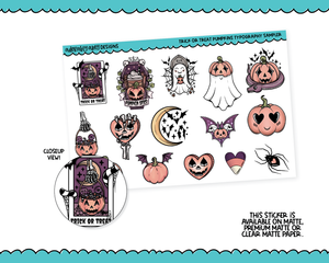 Trick or Treat Pumpkins Spooky Halloween Themed Typography Sampler Planner Stickers for any Planner or Insert