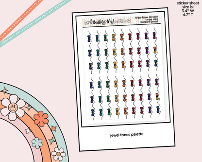 Rainbow Doodled Triple Bow Dividers Deco Large/Jumbo Size Stickers for any Planner or Insert
