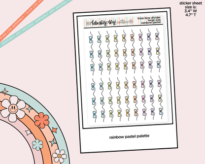 Rainbow Doodled Triple Bow Dividers Deco Large/Jumbo Size Stickers for any Planner or Insert